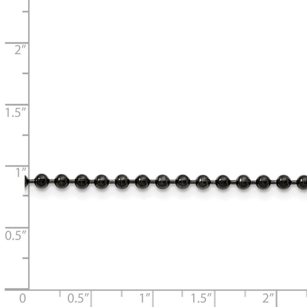 3mm Stainless Steel Black-Plated Beaded Chain Necklace, 30 Inch - Picture 2 of 5